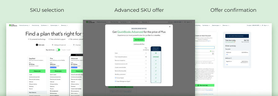 Upsell experience — pre-purchase and shopping cart flows